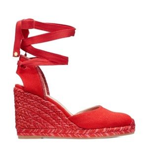Authentic Stuart Weitzman red espadrille wedges